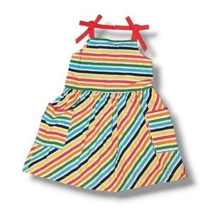 NWT Sweet rainbow striped cotton sundress with red ribbon straps. Size 3T
